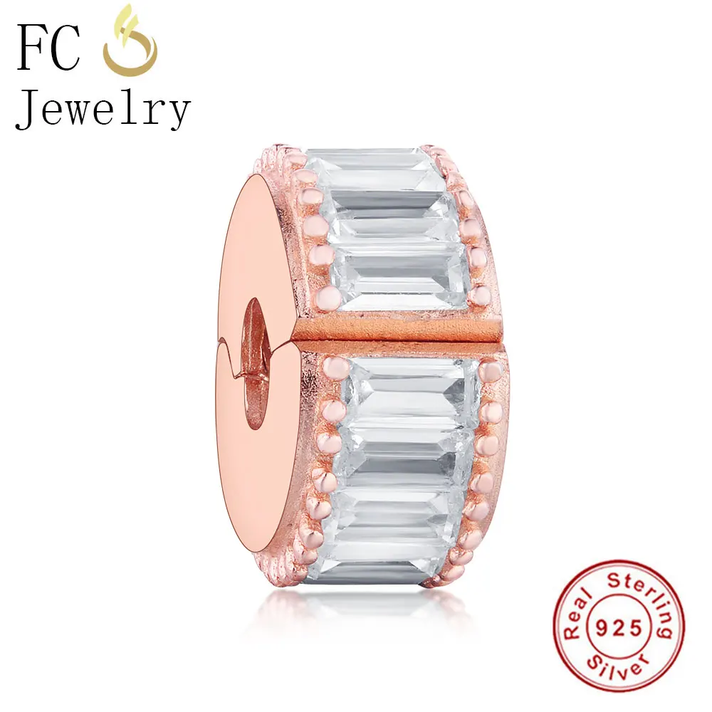 

FC Jewelry Fit Original Pan Charms Bracelet 925 Sterling Silver Gold Color Austria Crystal Spacer Clip Stopper Bead Berloque
