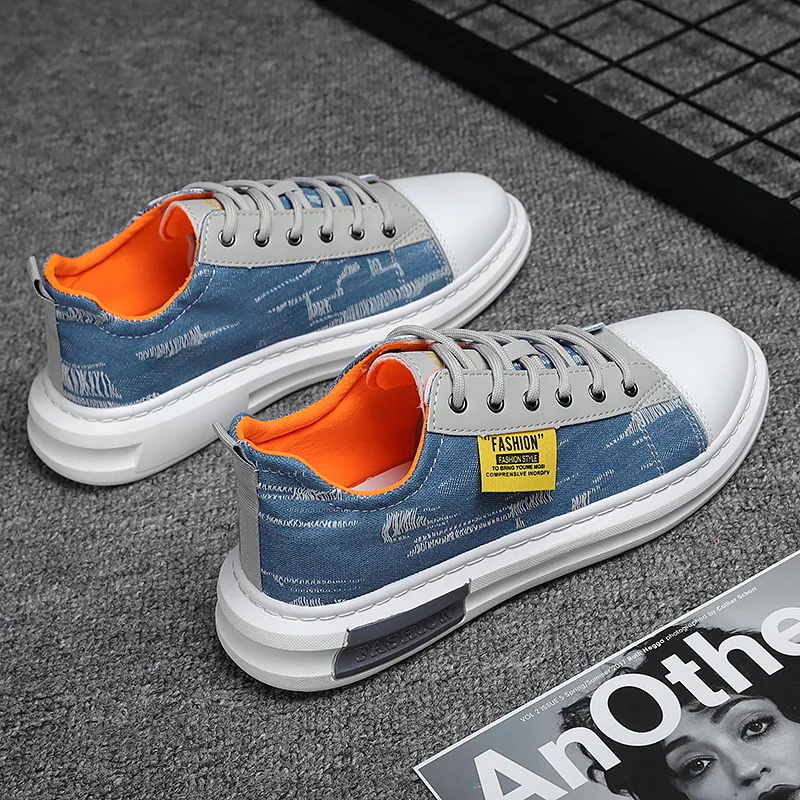 

Canvas Men's Vulcanized Sneakers Fashion Cowboy Cloth Comfortable Men's Casual Shoes Soft Breathable Men's Shoes New 2021