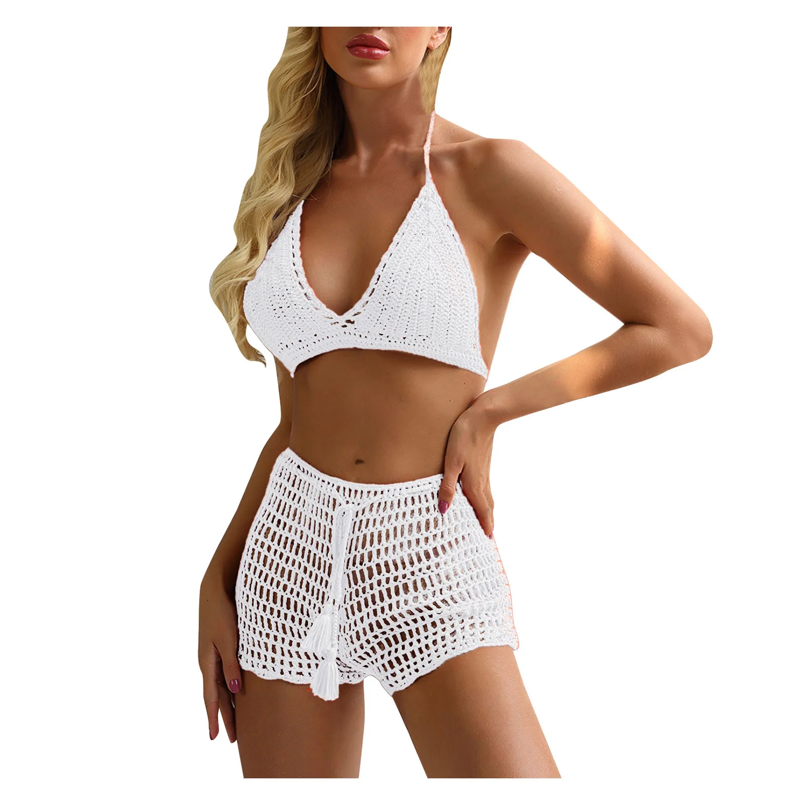 Женские Новые Модные полые Топ без рукавов с ручной Тканое бикини swimsuitWomen