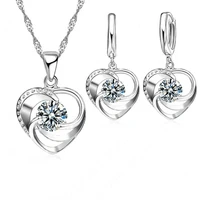 new promotion enagagementwedding jewelry set 100 925 sterling silver heart pendant necklaceearrings sets wholesale