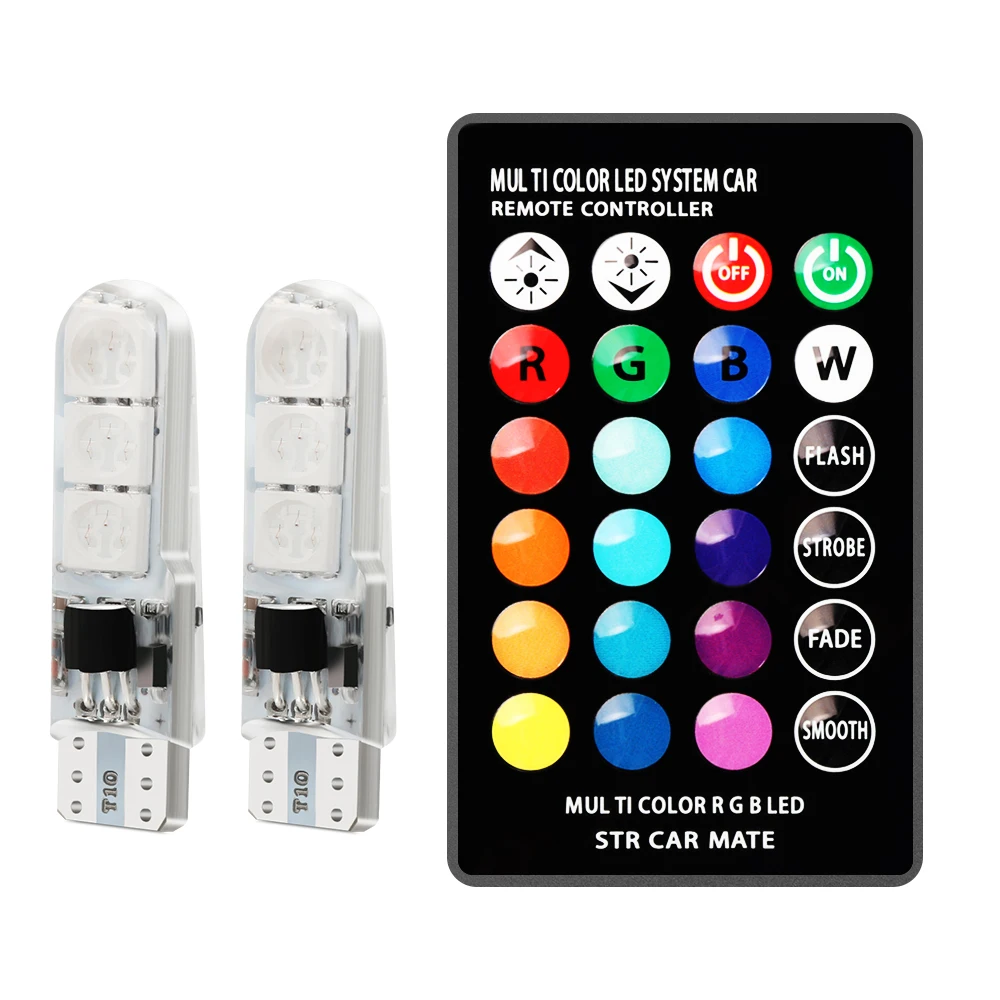 RGB T10 W5W Led лампа сигнала автомобильной салоны для Audi A4 B8 A3 Q5 A6 C6 Seat Leon Ibiza FR спойлер SAAB GMC ON.