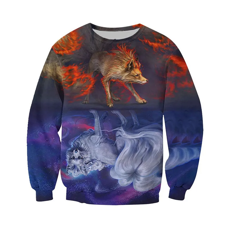 

Wolf and fox 3D all print shirt zipper Sweatshirt fashion casual hip hop Hoodie