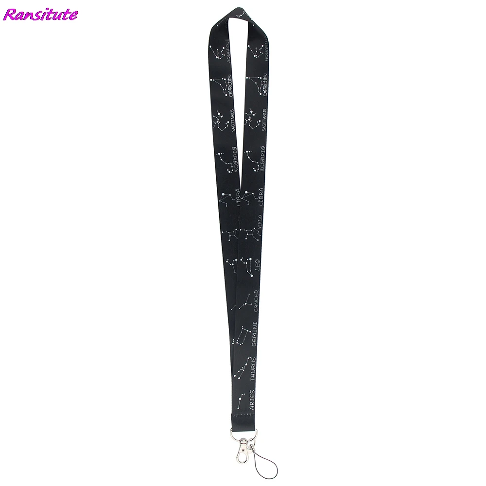 Ransitute R1406 двенадцать созвездий Черный шейный ремешок Ремешки удостоверение
