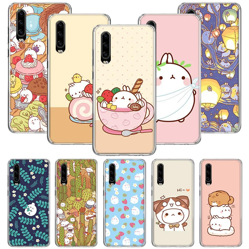 Милые кролики Molang Kawaii коробка картофель чехол для Huawei P40 P30 P20 P10 Mate 30 20 10 Pro Lite P Smart