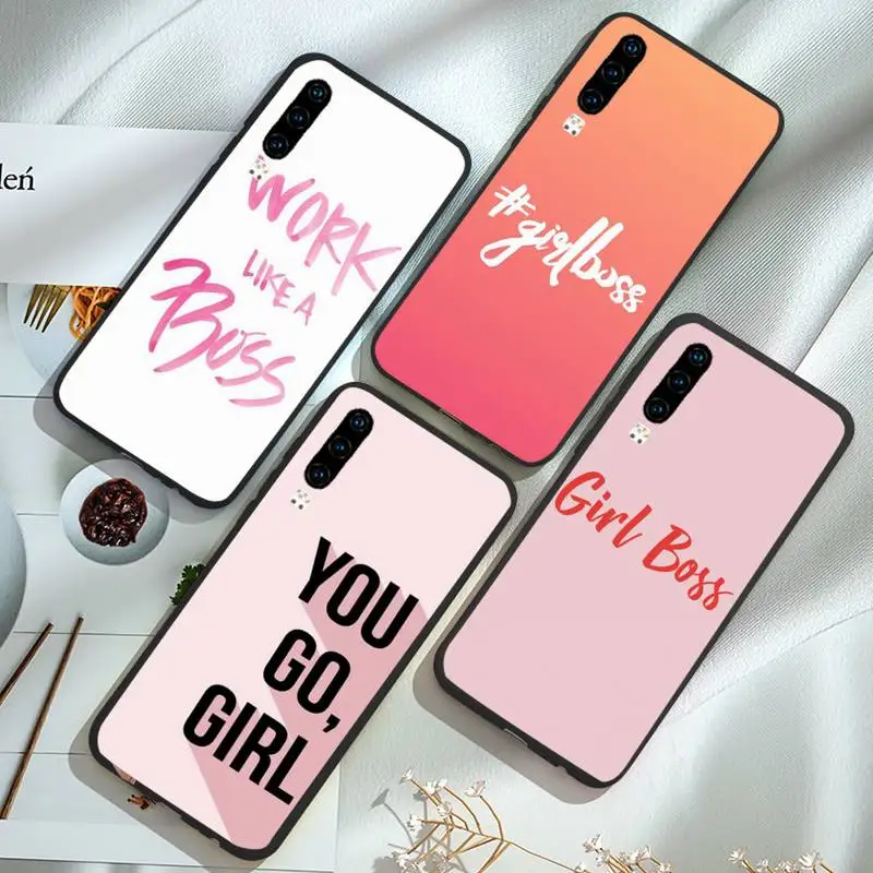 

Girl Boss Pink Women power Cartoon Novelty Phone Case For Huawei Mate 9 10 20 Pro lite 20x nova 3e P10 plus P20 Pro Honor10 lite