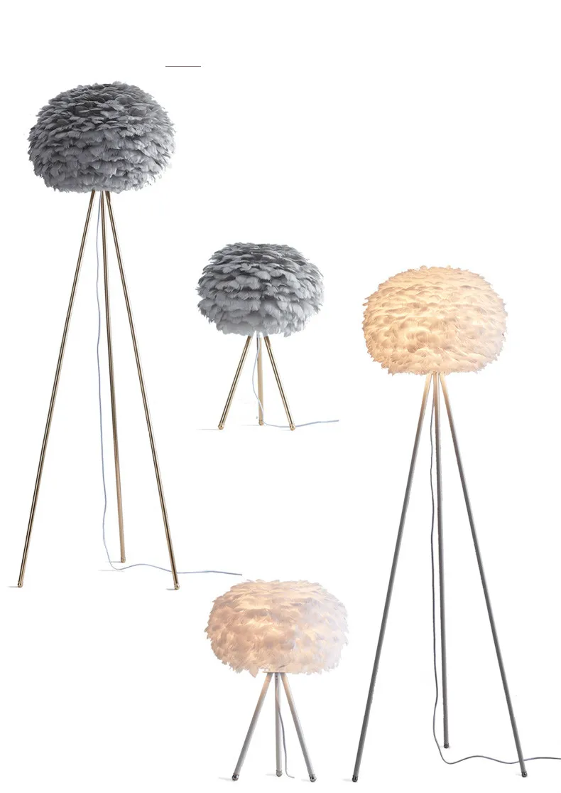 Современная роскошная Напольная Лампа в скандинавском стиле с перьями