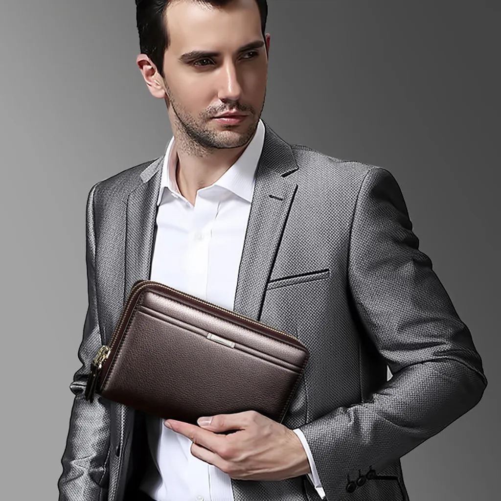 Aelicy Брендовые мужские кошельки двойная молния кожаный кошелек для монет Бизнес