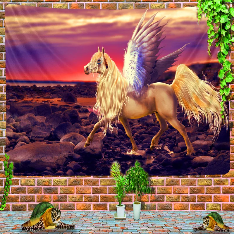 Pegasus гобелен с животными wall boho холст изображением Лошадей Живопись стены картины