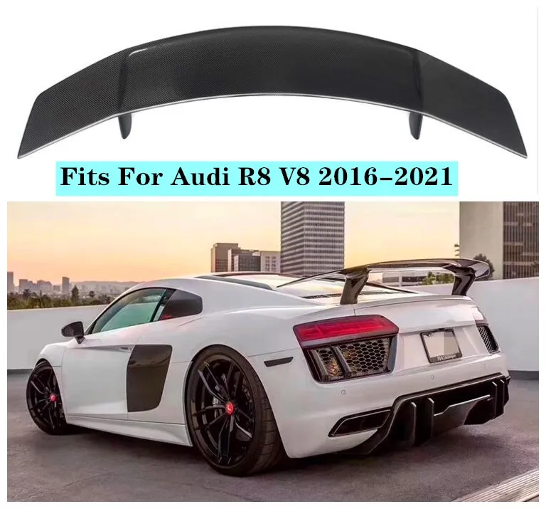 

Carbon Fiber Car Spoiler Bumper Front Lip +Rear Bumper Lip Diffuser Side skirts Protector Fits For Audi R8 V10 Coupe 2016-2021