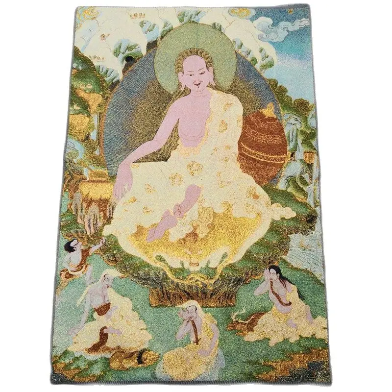 

China Old Tibet Silk Thang Ka Like Hanging Painting Fengshui Tibetan Holy Buddha God Statue Portrait