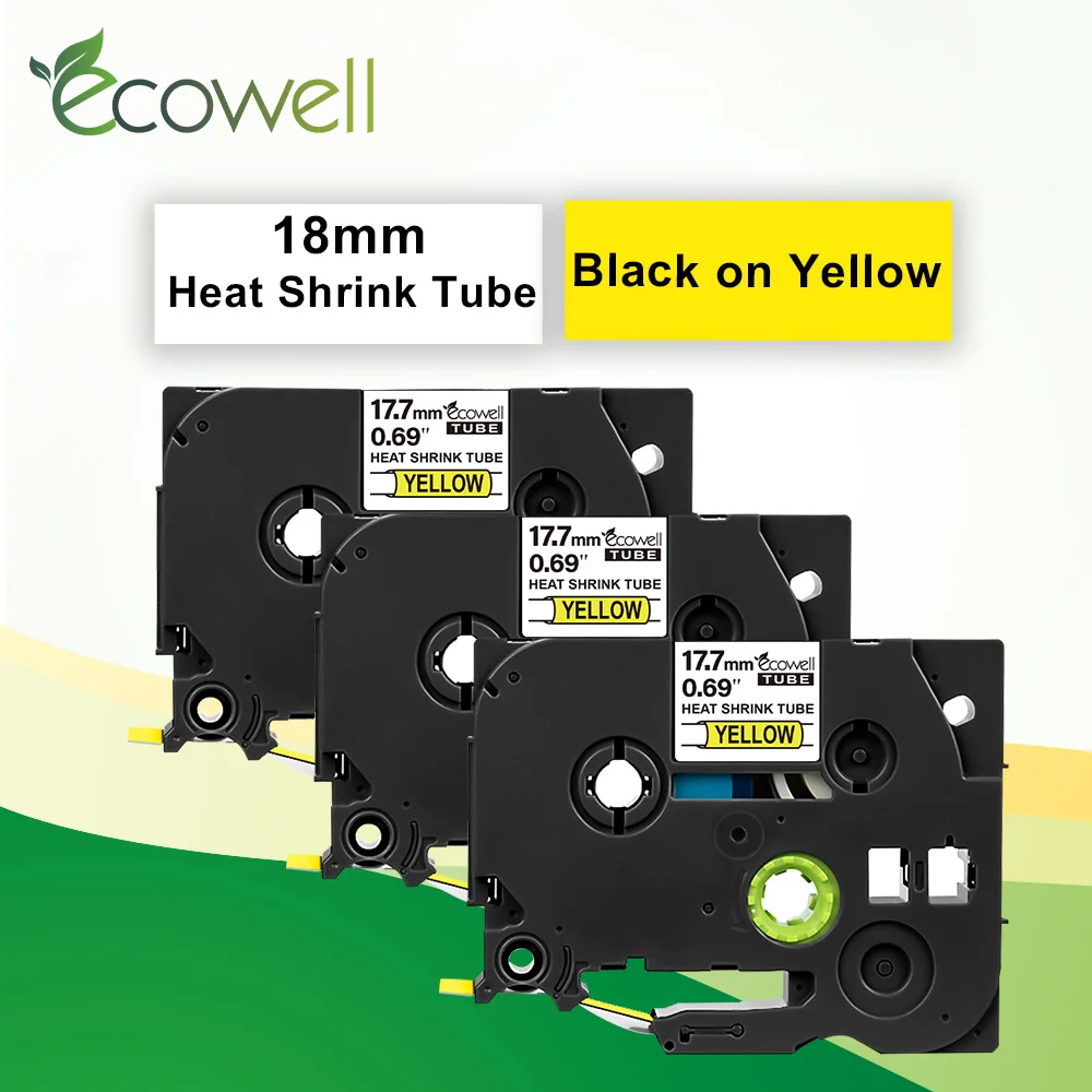Ecowell 3PK термоусадочная трубка этикетка лента HSe 641 Hse641 hse 18 мм * 1 5 м кассета Замена