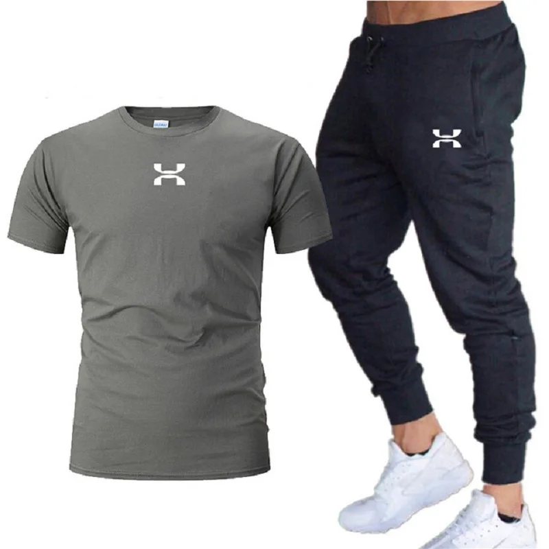 

2021 sportswear men's suit T-shirt + pants 2-piece suit men and women new fashion printed sports suit casual jogging suit