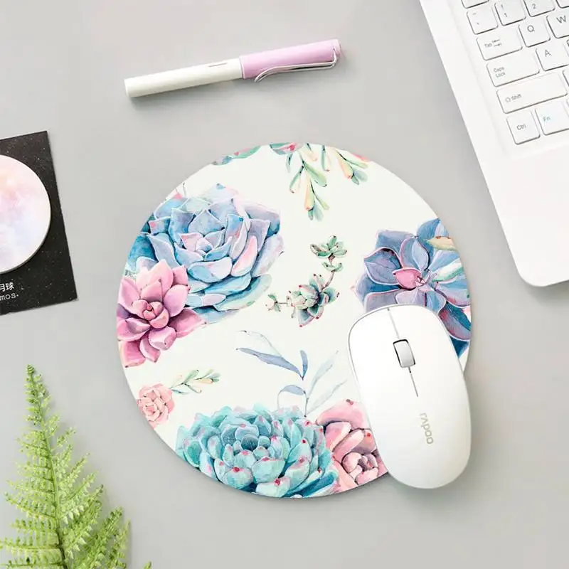 

Succulent Splendour DIY Design Gaming Mousepad Game Carpet Mouse Pad Round Mouse Mat Anti Slip Gaming Mousepad 22x22cm