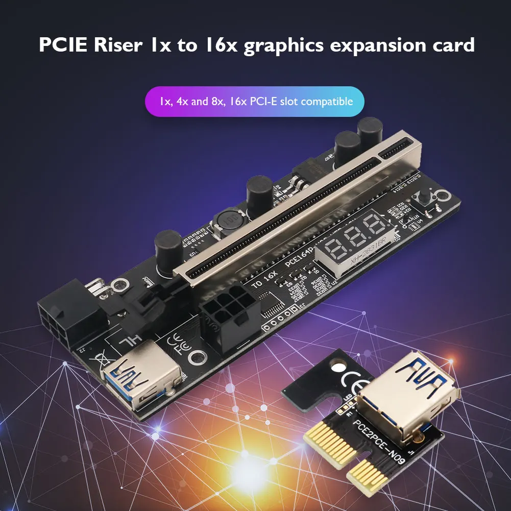 

Video Card USB Cable Extender Adapter PCI-E 1X to 16X Riser Extender Graphics Card Adapter with Temperature Sensor
