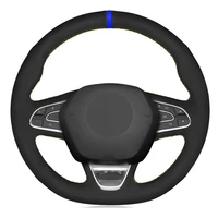 car steering wheel cover diy black genuine leather suede for renault kadjar koleos megane talisman scenic espace 2015 2018