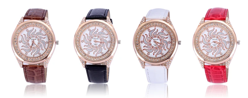

New Brand Fashion Luxury Rhinestone Crystal Women Watch Casual Waterproof Quartz Women Watch Leather Strap Relogio Feminino