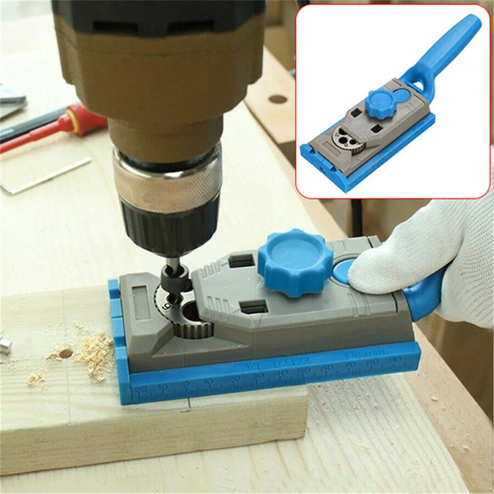 

Pocket Hole Round Doweling Drill Jig System for Joinery Woodworking Tool Straight Hole Positioner Punching Tool 2