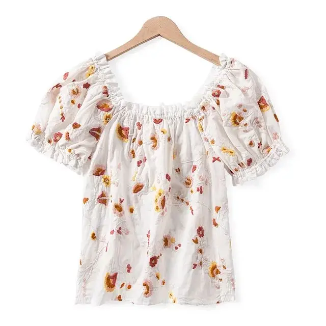 Женская рубашка весна-лето 2020 новый романтичный хлопковый топ с вышивкой без