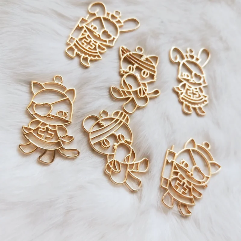 DIY Золотой милый кролик Кошка металлическая рамка ювелирный аксессуар подвеска