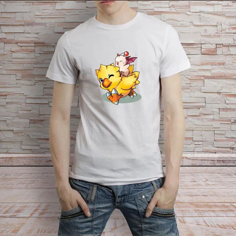 Final Fantasy Mog and Chocobo Мужская футболка с рисунком унисекс новая модная бесплатная
