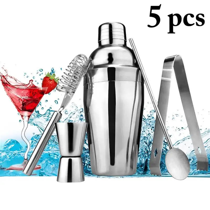 Peças de Aço Shaker para Bartender Bebida do Partido Inoxidável Cocktail Martini Shaker Mixer Wine 5 Boston Bar Ferramentas 550ml