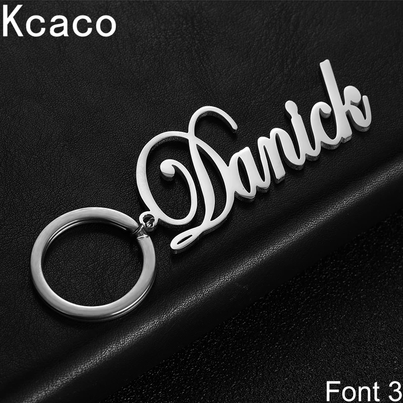 

Custom Stainless Steel Name Keychains 2 Styles Personalized Big Size Initial Key Chain With Letter For Women Men Jewelry Gifts