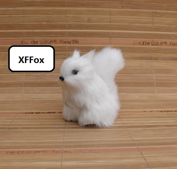 Миниатюрное искусственное изделие из полиэтилена и пуха, реальная жизнь, белая белка, кукла в подарок, 8x5x8 см xf2247