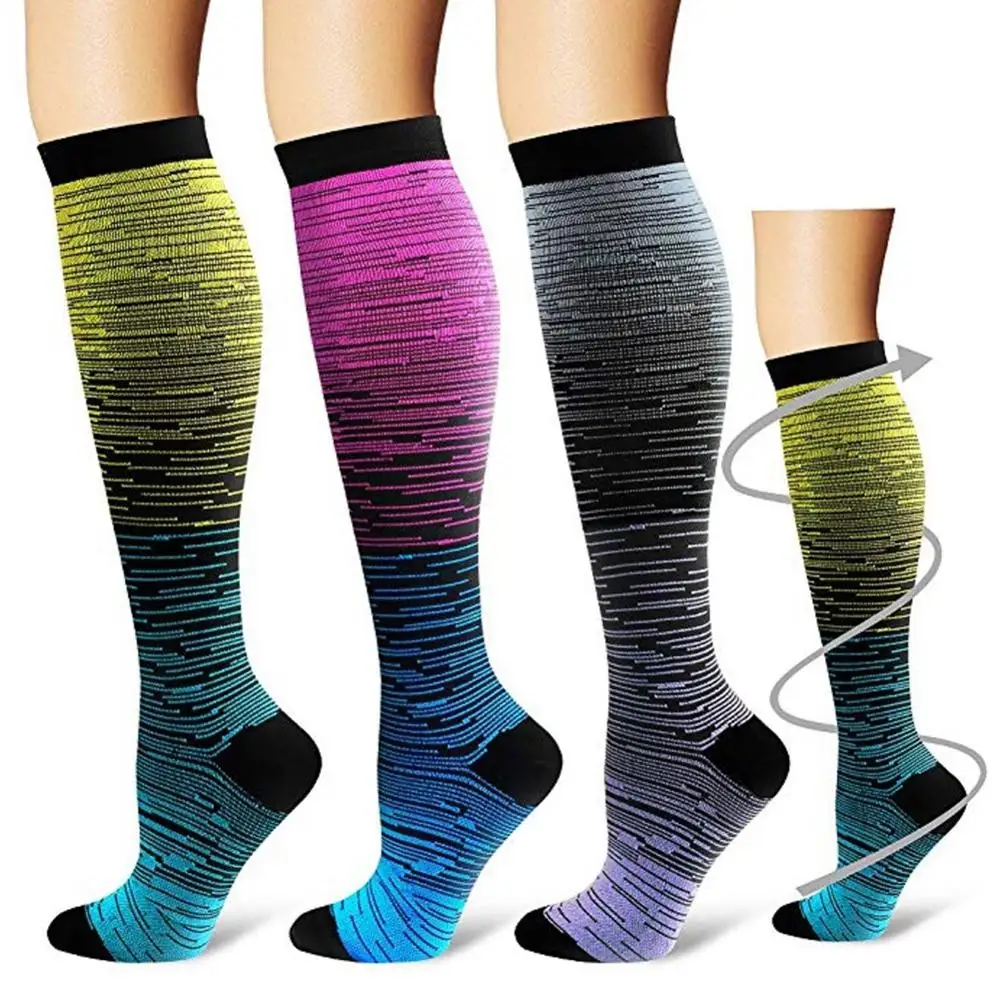 

Outdoor Sports Compression Socks Knee Gradient Printed Polyester Nylon Hosiery Footwear