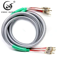 1 pair 2m 2 5m 3m xssh audio hifi sound bile amplifier gold plated banana to banana connector plug speaker cable cord wire
