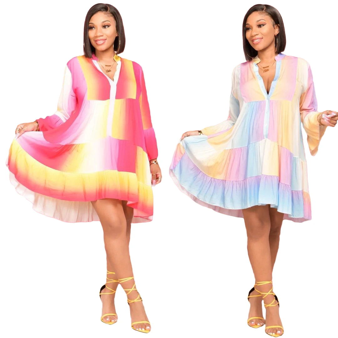 

Модное плотно прилегающее платье с принтом, новинка, Осеннее разноцветное платье средней длины с открытым воротником и длинными рукавами