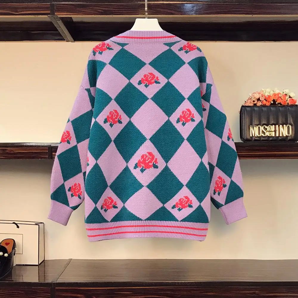 Женский свитер 2021 кардиган зимний кашемировый топ с цветочным принтом