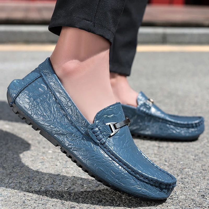 

Genuine Leather Men Casual Shoes Italian Men Loafers Moccasins Slip On Men's Flats Breathable Men's Driving Shoes Boat Shoes