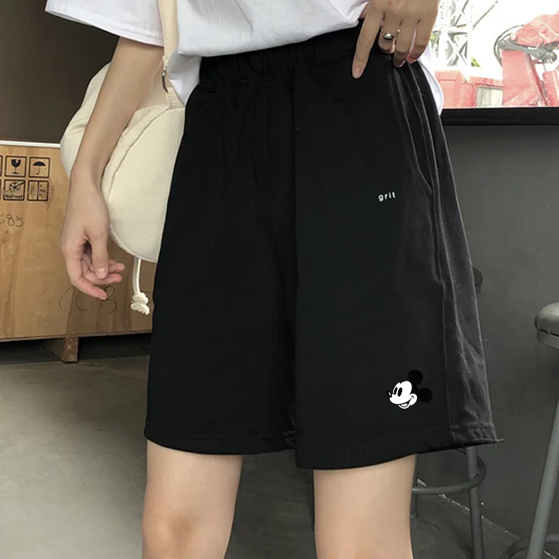 

2022 summer female easy 5 minutes wide-legged pants of tall waist leisure gym shorts