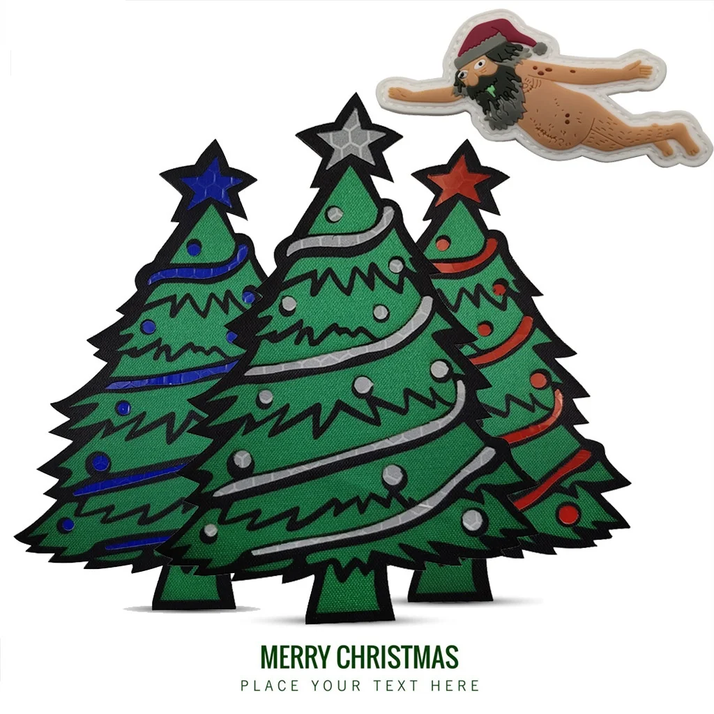 

Reflective Material Merry Christmas Patch New Christmas Patch Badge Cute Gnomes Santa Claus Sticker Transfers for Clothing