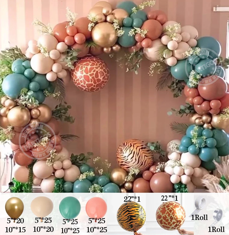 

184pcs Balloons Garland Kit Retro Dusty Green Pink Birthday Party Animal balloon Arch Chrome Gold Globlos Baby Shower Decoration