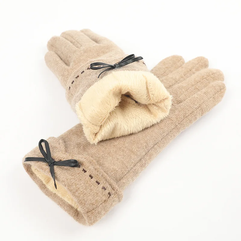 

Wool gloves ladies autumn and winter touch screen cycling windproof warm cashmere Korean driving gloves