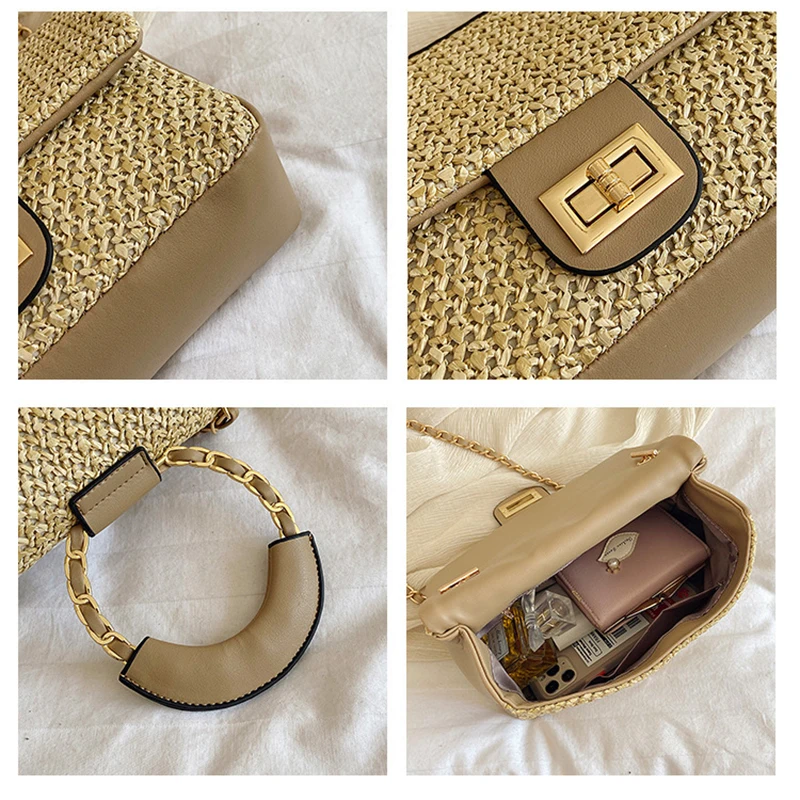 

YBYT summer elegant female straw tote bag 2020 fashion weave women designer handbags high quality chain shoulder crssobody bag