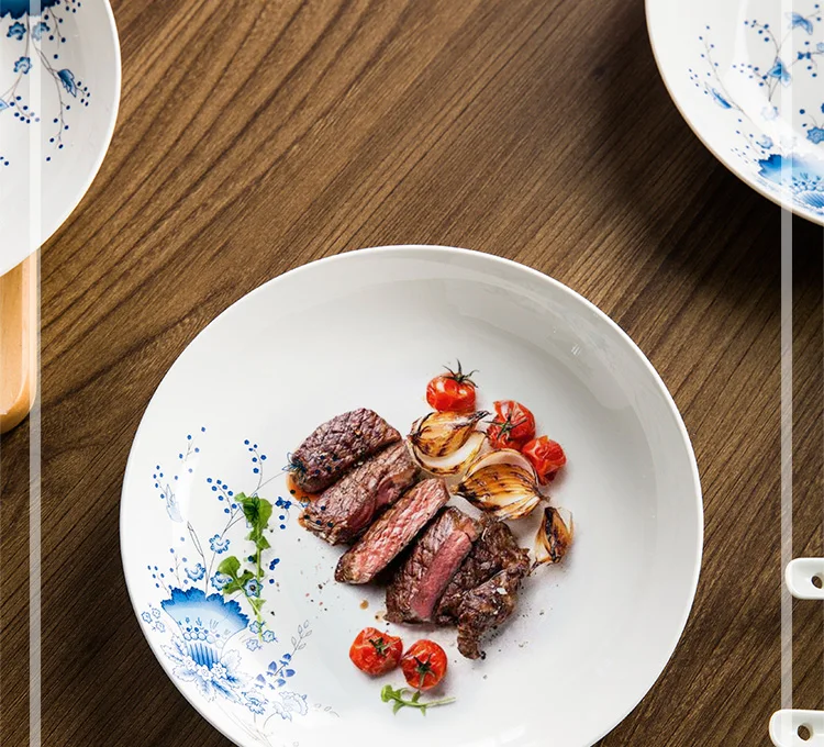 

Flower China Dinnerware Set Round Bone China Dishes Rice Plate Sets Bowl Sauce Dish Vaisselle Cuisine Cutlery Set EH50PS