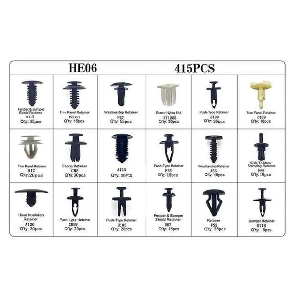 415 шт. авто крепеж автомобильный бампер зажимы заклепки Дверная панель крыло