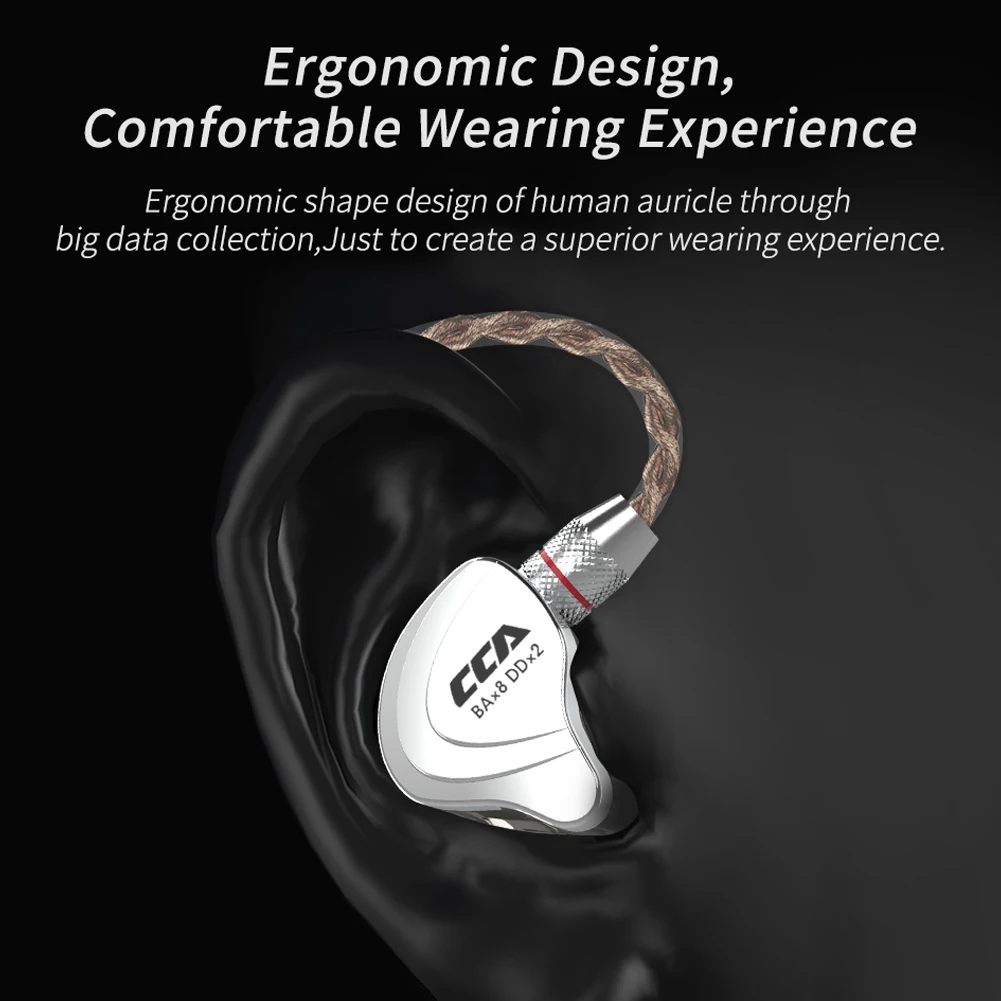 

CCA C10 4BA+1DD In Ear Earphone 90 Degree Right Angle 3.5mm Wired Noise Cancelling HiFi Sports Earbuds L-Bend Headphone