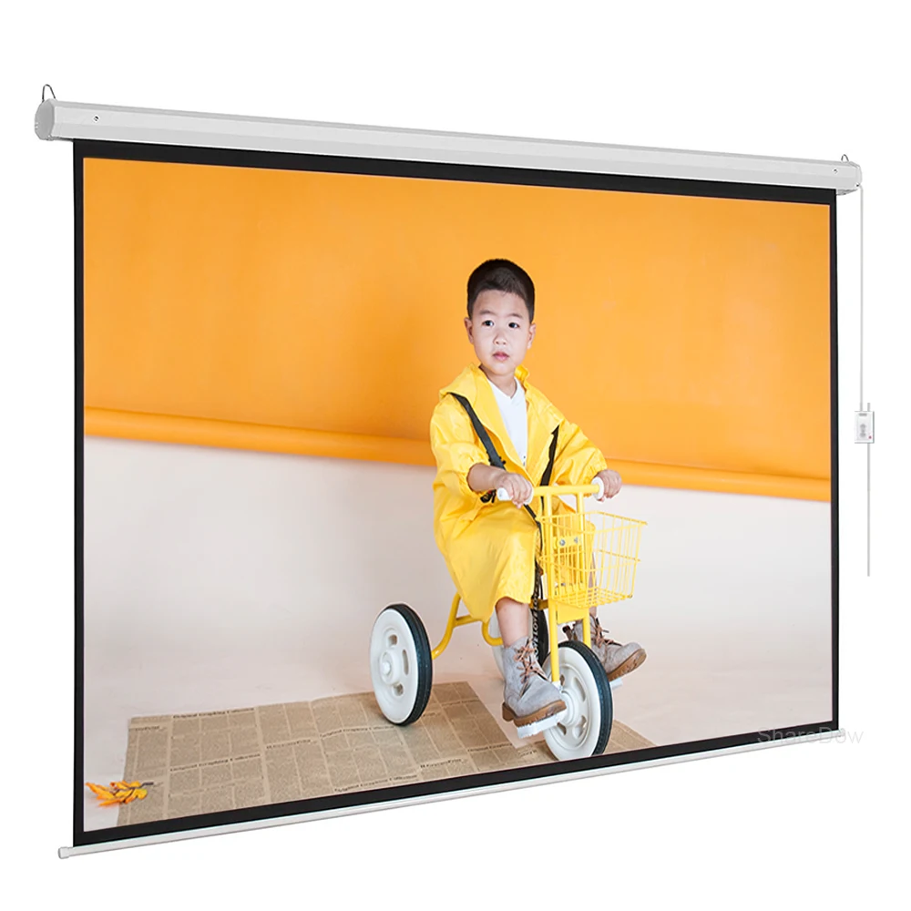 

Projection Screen 60-84 Inch 16:9 Wall Mounted Electric Motorized Pull Down Projector Screen For Home Office Theater TV Usage