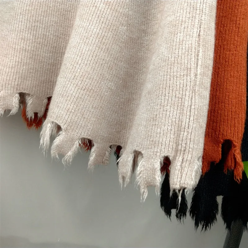 2019 с дырками и высокой талией женские вязаные трапециевидные длинные юбки Ретро