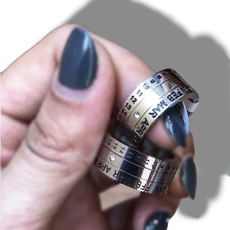 Кольца мужские из нержавеющей стали 316L с календарем и надписью|ring for|rings for menparty ring
