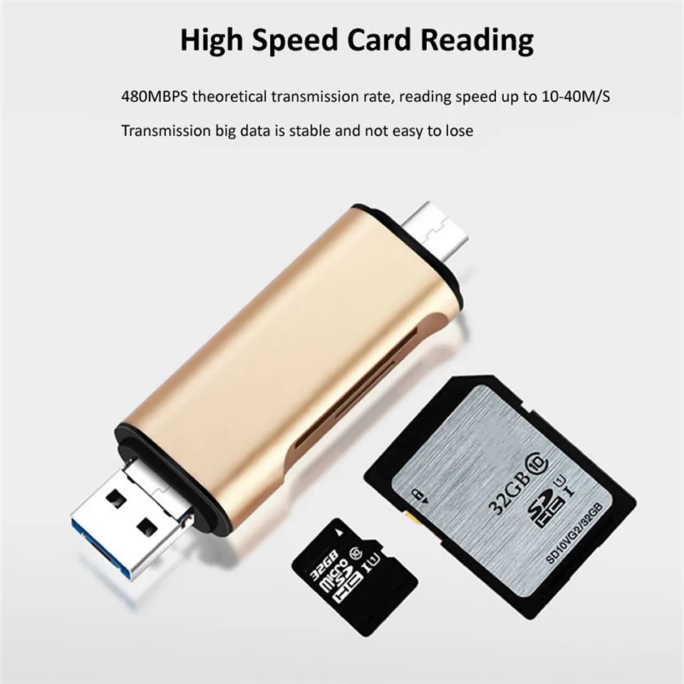 5-в-1 Тип C OTG кард-ридер с флеш-накопитель USB с гнездовым Интерфейс для ПК USB 3,0 чтения TF слот для карт памяти для устройства чтения sd-карт компьютерные принадлежности