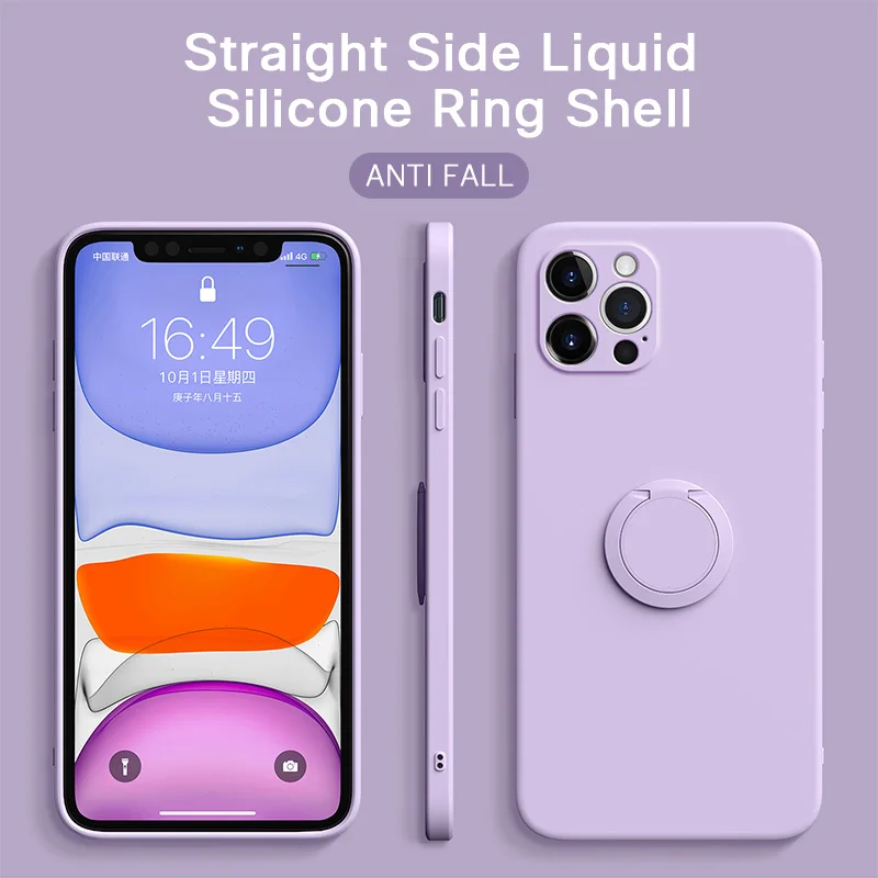 

Car magnetic Bumper Shockproof Soft Liquid Silicone Ring Stand Phone Case For iPhone 12 11 Pro Max X XS XR Cover Fundas Coque