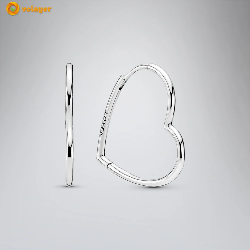 

Volayer 925 Sterling Silver Earring Asymmetrical Heart Hoop Earrings Cubic Zirconia Statement Stud Earrings Women Earrings Gift