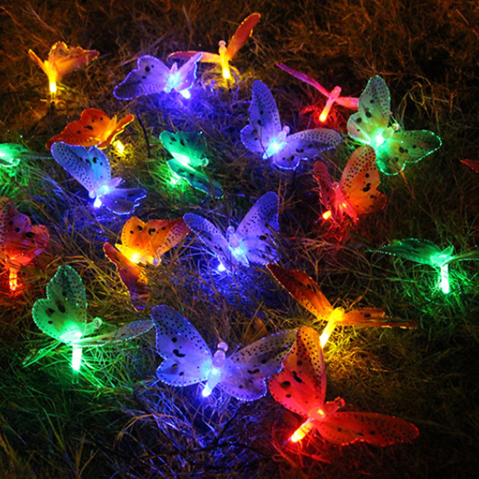 Светодиодная Водонепроницаемая уличная гирлянда с бабочками на солнечной
