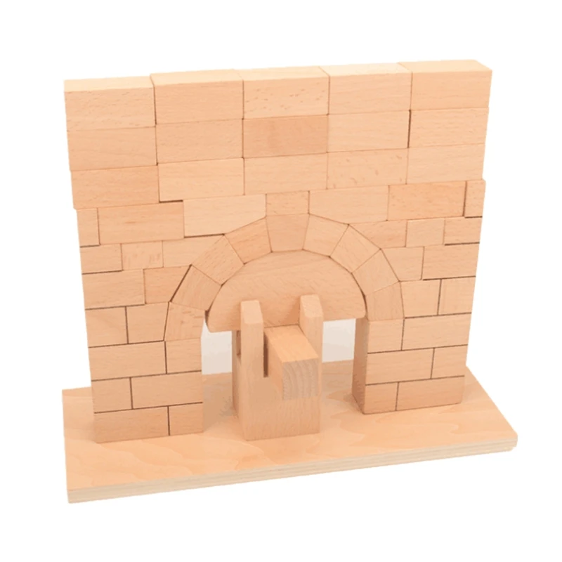 

H055 1Set Roman Arch Bridge Stacking Building Block Brain Developmental Geometry Training Wooden Stacking Block Game