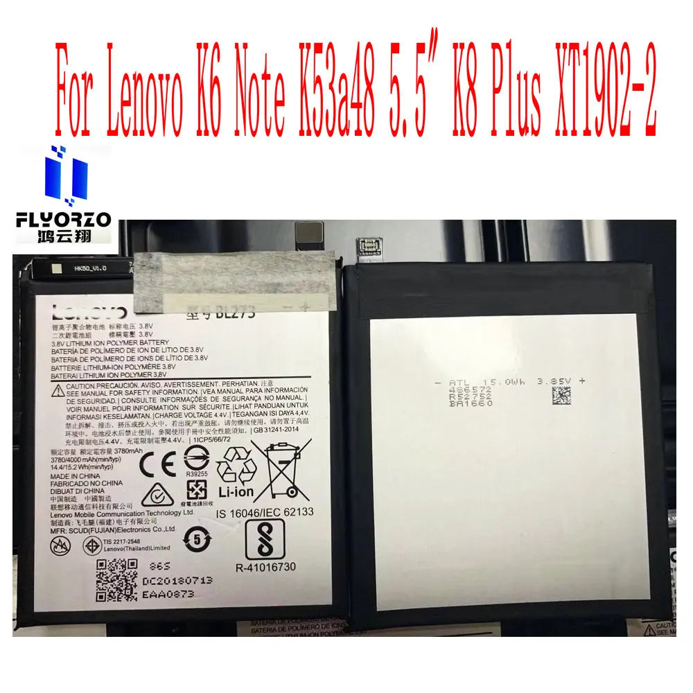 Абсолютно новый аккумулятор высокого качества 4000 мАч BL273 для Lenovo K6 Note K53a48 5,5 