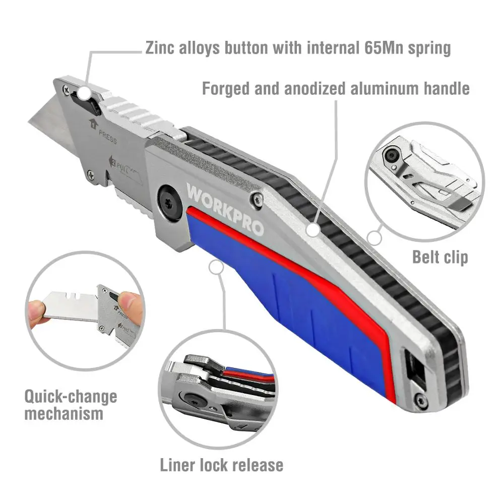 Складной нож WORKPRO безопасные ножи алюминиевая ручка для резки труб|Ножи| |